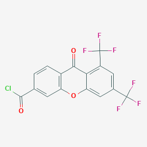 molecular formula C16H5ClF6O3 B6311546 1,3-Bis(trifluoromethyl)-9H-xanthen-9-one-6-benzoyl chloride CAS No. 2088942-25-8