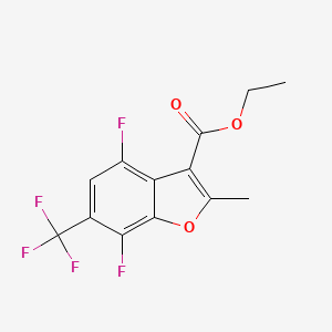 molecular formula C13H9F5O3 B6311669 4,7-Difluoro-2-methyl-6-trifluoromethyl-2,3-benzofuran-3-carboxylic acid ethyl ester CAS No. 1858257-16-5