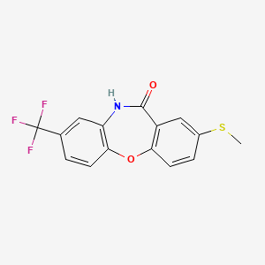 molecular formula C15H10F3NO2S B6311699 2-(Methylthio)-8-(trifluoromethyl)-dibenz[b,f][1,4]oxazepin-11(10H)-one CAS No. 1858252-27-3