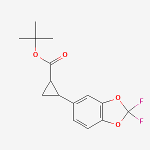 molecular formula C15H16F2O4 B6311777 2,2-Difluoro-1,3-benzodioxole-5-cyclopropyl-carboxylic acid tert-butyl ester;  98% CAS No. 1858250-11-9