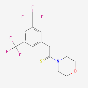 molecular formula C14H13F6NOS B6312135 2-[3,5-Bis(trifluoromethyl)phenyl]-1-morpholin-4-yl-ethanethione CAS No. 1357624-51-1