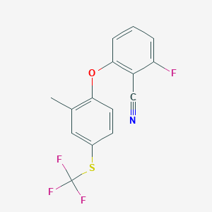 molecular formula C15H9F4NOS B6312320 6-Fluoro-2-[2'-methyl-4'-(trifluoromethylthio)phenoxy]benzonitrile CAS No. 1357623-78-9