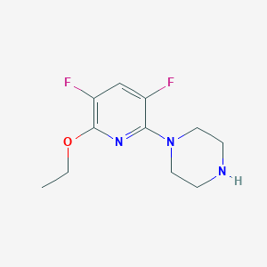 molecular formula C11H15F2N3O B6312447 3,5-Difluoro-2-ethoxy-6-(1-piperazinyl)pyridine CAS No. 1357626-95-9