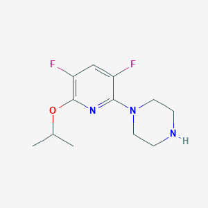 molecular formula C12H17F2N3O B6312503 3,5-Difluoro-6-isopropoxy-2-piperazinopyridine CAS No. 1357625-07-0