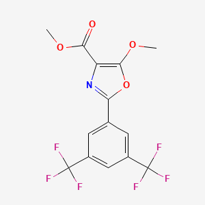 molecular formula C14H9F6NO4 B6312644 Methyl 2-[3,5-bis(trifluoromethyl)phenyl]-5-methoxy-1,3-oxazole-4-carboxylate CAS No. 1357626-75-5