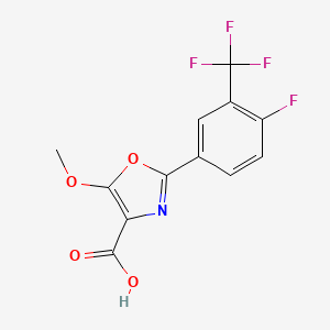 molecular formula C12H7F4NO4 B6312646 2-[4-Fluoro-3-(trifluoromethyl)phenyl]-5-methoxy-1,3-oxazole-4-carboxylic acid CAS No. 1357626-71-1