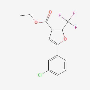 molecular formula C14H10ClF3O3 B6312660 Ethyl 5-(3-chlorophenyl)-2-(trifluoromethyl)-3-furoate CAS No. 1357626-74-4