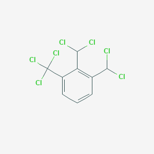 molecular formula C9H5Cl7 B6312836 1,2-Bis(dichloromethyl)-3-(trichloromethyl)benzene, 85% CAS No. 1357625-05-8