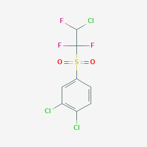 molecular formula C8H4Cl3F3O2S B6313278 1,2-Dichloro-4-[(2-chloro-1,1,2-trifluoroethyl)sulfonyl]benzene, 90% CAS No. 1089310-82-6
