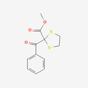 molecular formula C12H12O3S2 B6313312 Ethyl 1-benzoyl-1-(1,3-dithiolan-2-yl)acetate, 75% in Dichloromethane CAS No. 1858242-63-3