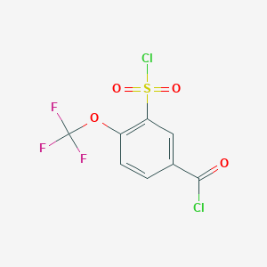 molecular formula C8H3Cl2F3O4S B6313315 3-(Chlorosulfonyl)-4-(trifluoromethoxy)benzoyl chloride, 98% CAS No. 1858251-74-7