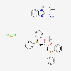 molecular formula C42H47Cl2N3O2P2Ru B6313412 Dichloro[(4S,5S)-(+)-4,5-bis(diphenylphosphinomethyl)-2,2-dimethyl-1,3-dioxolane][(S)-(-)-2-(i-propyl)methanamine)-1H-benzimidazole]ruthenium(II), 95% CAS No. 1443051-97-5