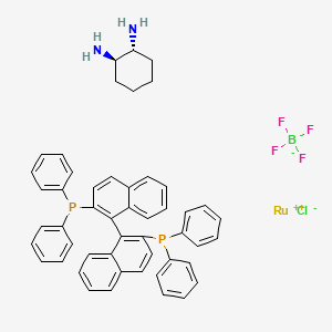 molecular formula C50H46BClF4N2P2Ru B6313420 Chloro[(R)-2,2'-bis(diphenylphosphino)-1,1'-binaphthyl][(1R,2R)-cyclohexane-1,2-diamine)ruthenium(II) tetrafluoroborate, 97% CAS No. 1150112-41-6