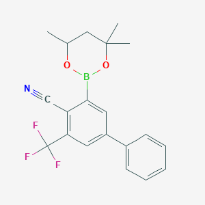 molecular formula C20H19BF3NO2 B6313451 5-(Trifluoromethyl)-3-(4,4,6-trimethyl-1,3,2-dioxaborinan-2-yl)-1,1-biphenyl-4-carbonitrile CAS No. 2096996-89-1