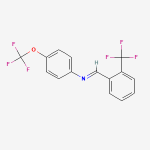 molecular formula C15H9F6NO B6313602 2-(Trifluoromethyl)-4'-(trifluoromethoxy)-benzylideneaniline, 99% CAS No. 1301749-71-2