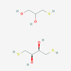 molecular formula C7H18O4S3 B6313666 DTT / TG12 [Dithiothreitol + alpha-Thioglycerol] (1:2 mixture) [Matrix for FABMS and liquid SIMS] CAS No. 2096490-29-6