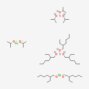 molecular formula C55H126Ba2O10Ti2 B6313706 Barium titanium(IV) 2-ethylhexanoate pentaisopropoxide, 99.5% (metals basis), in isopropanol CAS No. 336169-47-2