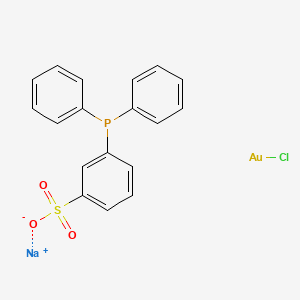molecular formula C18H14AuClNaO3PS B6313759 Chloro[diphenyl(3-sulfonatophenyl)phosphine]gold(I), sodium salt hydrate, 98% CAS No. 569674-13-1
