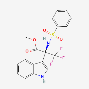 molecular formula C19H17F3N2O4S B6313782 Methyl 3,3,3-trifluoro-2-(2-methyl-1H-indol-3-yl)-N-(phenylsulfonyl)alaninate, 97% CAS No. 107651-38-7