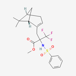 molecular formula C20H24F3NO4S B6313791 Methyl 2-[(6,6-dimethylbicyclo[3.1.1]hept-2-en-2-yl)methyl]-3,3,3-trifluoro-2-[(phenylsulfonyl)amino]propanoate, 97% CAS No. 399550-63-1