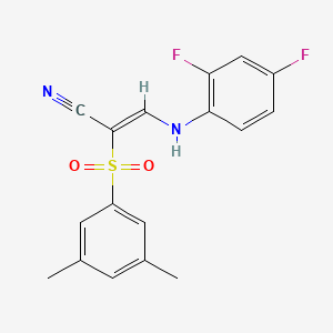 3-((2,4-Difluorophenyl)amino)-2-((3,5-dimethylphenyl)sulfonyl)prop-2-enenitrile