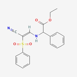 molecular formula C19H18N2O4S B6313835 Ethyl 2-((2-nitrilo-2-(phenylsulfonyl)vinyl)amino)-2-phenylacetate CAS No. 1042663-55-7