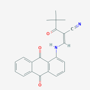 2-(2,2-Dimethylpropanoyl)-3-((9,10-dioxoanthryl)amino)prop-2-enenitrile