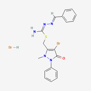 3-((1-Amino-2,3-diaza-4-phenylbuta-1,3-dienylthio)methyl)-4-bromo-2-methyl-1-phenyl-3-pyrazolin-5-one, bromide