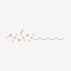 molecular formula C16H38O3Si3 B6313951 (3-5% 乙烯基甲基硅氧烷) - (35-40% 辛基甲基硅氧烷) - 二甲基硅氧烷三元共聚物 CAS No. 597543-32-3