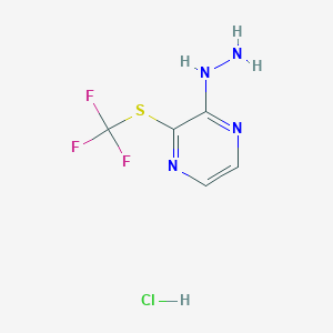 molecular formula C5H6ClF3N4S B6314076 2-肼基-3-(三氟甲硫基)吡嗪盐酸盐，97% CAS No. 1286744-02-2