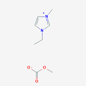 molecular formula C8H14N2O3 B6314129 1-乙基-3-甲基咪唑鎓甲基碳酸盐，甲醇溶液，浓度为 30%，纯度为 97% CAS No. 251102-25-7