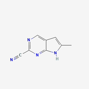 molecular formula C8H6N4 B6314518 6-Methyl-7H-pyrrolo[2,3-d]pyrimidine-2-carbonitrile CAS No. 1638763-44-6
