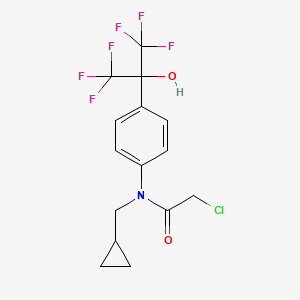 molecular formula C15H14ClF6NO2 B6314701 2-Chloro-N-(cyclopropylmethyl)-N-(4-(1,1,1,3,3,3-hexafluoro-2-hydroxypropan-2-yl)phenyl)acetamide CAS No. 1951441-02-3