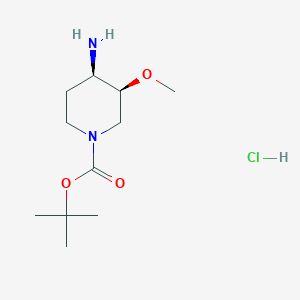 molecular formula C11H23ClN2O3 B6314964 cis-4-Amino-1-boc-3-methoxy-piperidine hydrochloride CAS No. 1956322-29-4