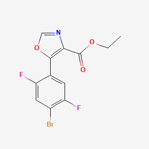 molecular formula C12H8BrF2NO3 B6315167 5-(4-Bromo-2,5-difluoro-phenyl)-oxazole-4-carboxylic acid ethyl ester, 95% CAS No. 1817835-44-1
