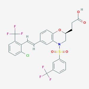 3-[(2S)-6-[(E)-2-[2-Chloro-6-(trifluoromethyl)phenyl]ethenyl]-4-[3-(trifluoromethyl)benzenesulfonyl]-3,4-dihydro-2H-1,4-benzoxazin-2-yl]propanoic acid