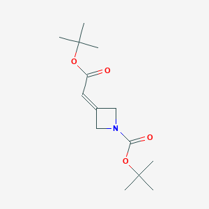 molecular formula C14H23NO4 B6315219 tert-Butyl 2-(1-Boc-azetidin-3-ylidene)acetate CAS No. 1803090-73-4