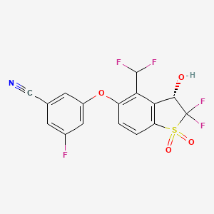 molecular formula C16H8F5NO4S B6315354 3-[[(3S)-4-(Difluoromethyl)-2,2-difluoro-3-hydroxy-1,1-dioxo-3H-benzothiophen-5-yl]oxy]-5-fluoro-benzonitrile CAS No. 1799948-37-0