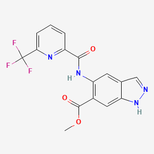 molecular formula C16H11F3N4O3 B6315377 Methyl 5-[[6-(trifluoromethyl)pyridine-2-carbonyl]amino]-1H-indazole-6-carboxylate CAS No. 1799836-52-4