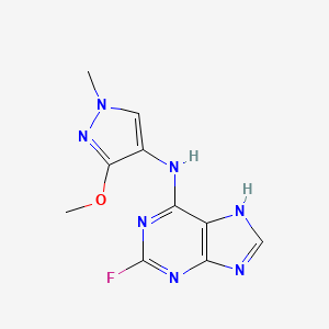 molecular formula C10H10FN7O B6315440 2-氟-N-(3-甲氧基-1-甲基-1H-吡唑-4-基)-9H-嘌呤-6-胺 CAS No. 1776113-93-9