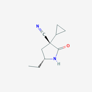 molecular formula C10H14N2O B6315612 (3R,5R)-3-Cyclopropyl-5-ethyl-2-oxo-pyrrolidine-3-carbonitrile CAS No. 1462290-14-7