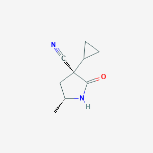 molecular formula C9H12N2O B6315623 (3S,5R)-3-Cyclopropyl-5-methyl-2-oxo-pyrrolidine-3-carbonitrile CAS No. 1462290-02-3
