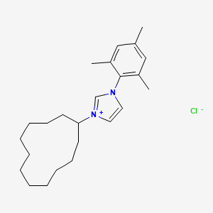 molecular formula C24H37ClN2 B6315693 1-(2,4,6-Trimethylphenyl)-3-(cyclododecyl)imidazolium chloride, min. 97% CAS No. 1583244-06-7