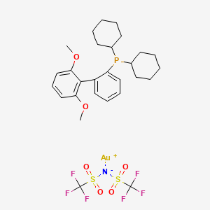 molecular formula C28H35AuF6NO6PS2 B6316050 Bis(trifluoromethanesulfonyl)imide(2-dicyclohexylphosphino-2',6'-dimethoxy-1,1'-biphenyl)gold(I), 98% CAS No. 1121960-90-4