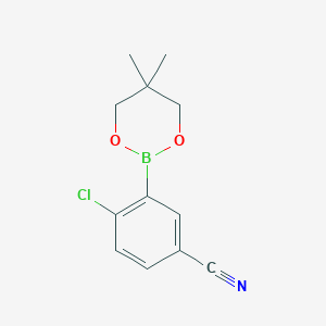 molecular formula C12H13BClNO2 B6316173 4-Chloro-3-(5,5-dimethyl-1,3,2-dioxaborinan-2-yl)benzonitrile CAS No. 883898-94-0