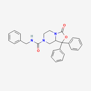 Tetrahydro-3-oxo-1,1-diphenyl-N-(phenylmethyl)-3H-oxazolo[3,4-a]pyrazine-7(1H)-carboxamide, 98%