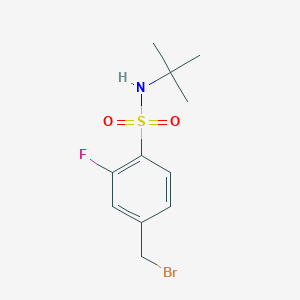 molecular formula C11H15BrFNO2S B6317595 4-Bromomethyl-N-t-butyl-2-fluoro-benzenesulfonamide, 90% CAS No. 415679-06-0