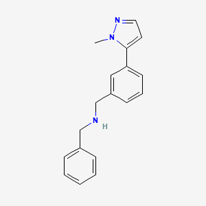 molecular formula C18H19N3 B6317804 Benzyl-[3-(2-methyl-2H-pyrazol-3-yl)-benzyl]-amine, 95% CAS No. 179056-66-7