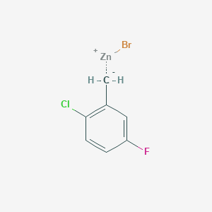 molecular formula C7H5BrClFZn B6318030 2-Chloro-5-fluorobenzylzinc bromide, 0.50 M in THF CAS No. 1072789-40-2