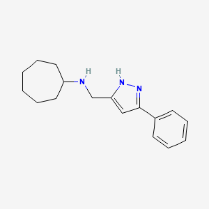 molecular formula C17H23N3 B6318203 Cycloheptyl-(5-phenyl-1H-pyrazol-3-ylmethyl)-amine, 95% CAS No. 2737205-40-0